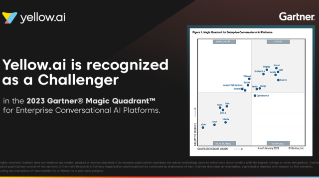 Yellow.ai Terpilih Sebagai Challenger Dalam Gartner® Magic Quadrant™ 2023 Untuk Platform AI Percakapan Perusahaan